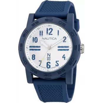 Nautica NAPATS301 Vyriškas kvarcinis analoginis laikrodis 42,5 mm mėlynu ciferblatu ir silikoniniu dirželiu