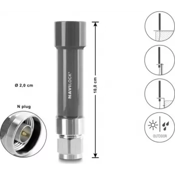 Navilock GNSS antena N jungtis 18 dB aktyvi lauko pilka 10 cm (60738)