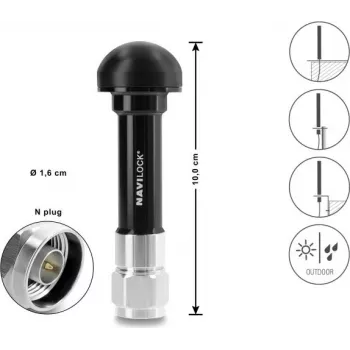 Navilock GNSS antena N jungtis 28 dB aktyvioji lauko juoda 10 cm (60763)