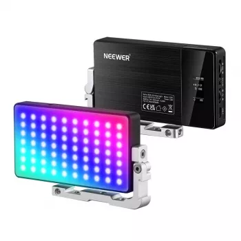 NEEWER SL90 Pro RGB LED vaizdo šviesa, 12W, 2500-10000K, CRI 97+, OLED ekranas, 17 efektų, įmontuota baterija, USB-C, 1/4 inch laikiklis