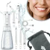 NENO Pulsar White nešiojamas dantų irigatorius su 300 ml talpa, 3 slėgio režimais, USB-C įkrovimu, IPX7 vandeniui atsparus, 4 antgaliai