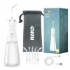 NENO Pulsar White nešiojamas dantų irigatorius su 300 ml talpa, 3 slėgio režimais, USB-C įkrovimu, IPX7 vandeniui atsparus, 4 antgaliai