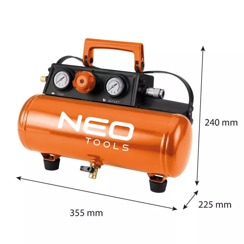 NEO TOOLS 04-620 alyva tepamas oro kompresorius 24L 1.5kW 8bar 200L/min