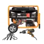 NEO TOOLS 04-732 Trifazis benzininis generatorius 7,5 kW su AVR, elektriniu užvedimu, ratais