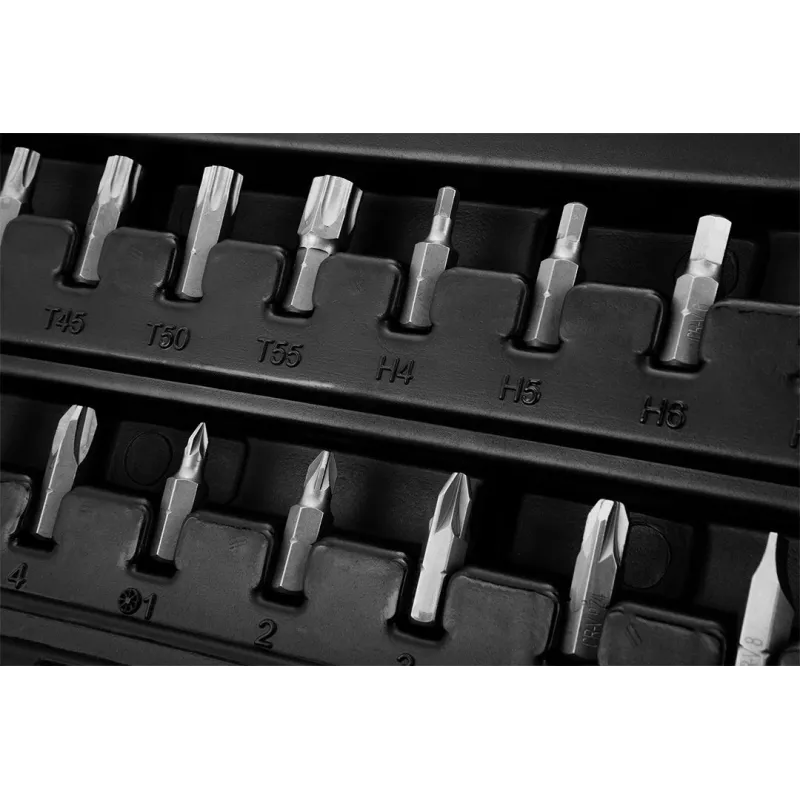 NEO Tools 10-042 1/4 colio pavaros 46 dalių lizdų rinkinys su antgaliais ir priedais