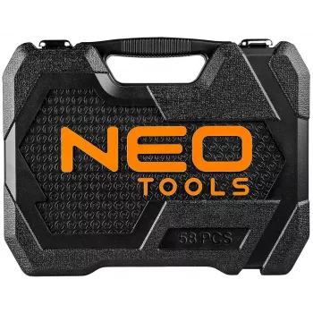 NEO Tools 10-042 1/4 colio pavaros 46 dalių lizdų rinkinys su antgaliais ir priedais