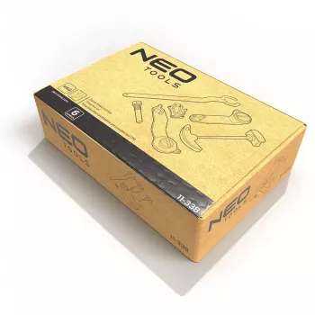 NEO TOOLS 11-338 219 dalių mechaniko įrankių rinkinys su reketais, antgaliais, veržliarakčiais, bitais ir šešiabriauniais rakteliais patvariame dėkle