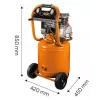 NEO TOOLS 12K010 Vertikalus alyva tepamas oro kompresorius, 40 L bakas, 230 V, 1,5 kW, 8 bar, 206 L/min įsiurbimas, ratai ir rankena