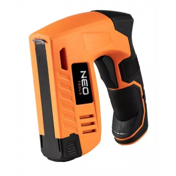 NEO Tools 16-050 Rankinis segiklis apmušalams, izoliacijai ir dekoratyviniams darbams, reguliuojama jėga, J tipo segtukai 6-14 mm, juoda/oranžinė