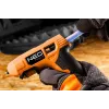 NEO Tools 17-083 20W karštų klijų pistoletas su lašėjimą mažinančiu antgaliu, 11 mm klijų lazdelėmis, integruotu stovu, 230 V, oranžinis/juodas