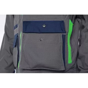 NEO TOOLS 81-217-L Unisex darbo striukė, pilka/juoda, dydis L, 65% poliesteris 35% medvilnė, 267 g/m², 7 kišenės, EN ISO 13688