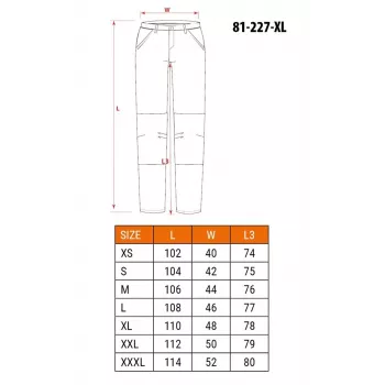 NEO Tools 81-227-XL apsauginės darbo kelnės, pilkos/juodos, XL dydis, 267 g/m² polimedvilnė, sustiprinti keliai, EN ISO 13688