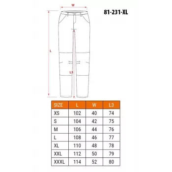 NEO TOOLS 81-231-XL apsauginės kelnės pilka/juoda, dydis XL