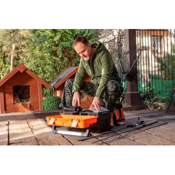 NEO TOOLS 81-241-M Darbo kelnės su kelių apsaugų kišenėmis, pilkos/juodos, M dydis