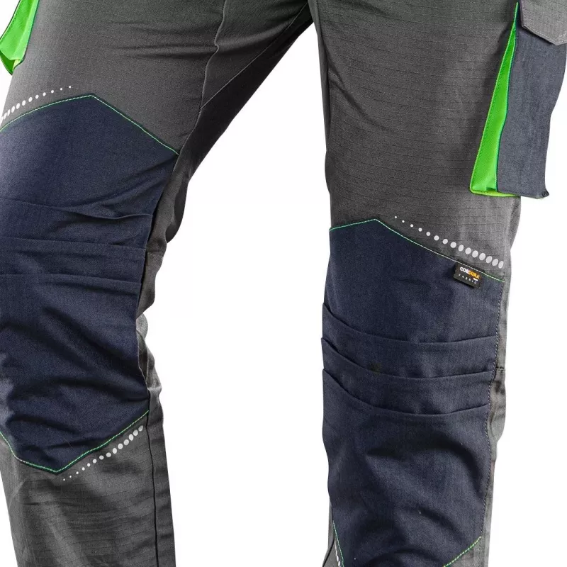 NEO TOOLS 81-247-S Darbo šortai, dydis S, pilki/juodi, 65% poliesteris 35% medvilnė, 267 g/m², daug kišenių, CE sertifikuoti