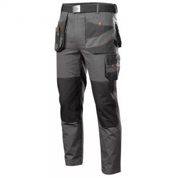 NEO Tools 81-325-L apsauginės kelnės, dydis L, pilkos/juodos su oranžiniais akcentais