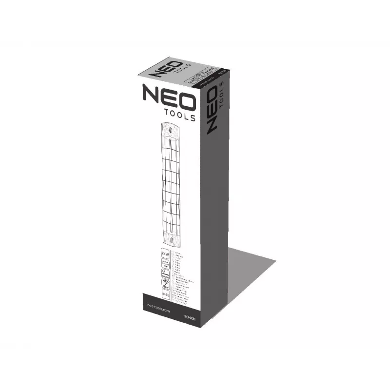 NEO TOOLS 90-031 Infraraudonųjų spindulių elektrinis šildytuvas 2000 W juodas IP44 montavimui ant sienos/lubų