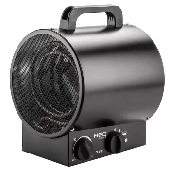 NEO Tools 90-066 2000W PTC keraminis elektrinis ventiliatorinis šildytuvas su reguliuojamu termostatu, apsauga nuo perkaitimo, apsauga nuo apvirtimo, 2 šildymo režimai, tik ventiliatoriaus režimas, laisvai pastatomas, juodas/pilkas