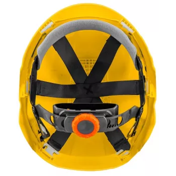 NEO TOOLS 97-210 Integruotas apsauginis šalmas su tinkleliu ir ausinėmis, oranžinis