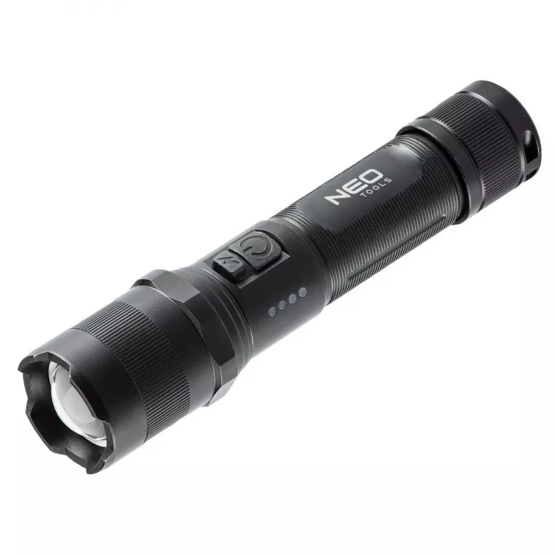 NEO TOOLS 99-035 COB LED įkraunamas žibintuvėlis su judesio jutikliu, 300 lm, IPX4, USB-C, reguliuojamu kampu, magnetiniu pagrindu