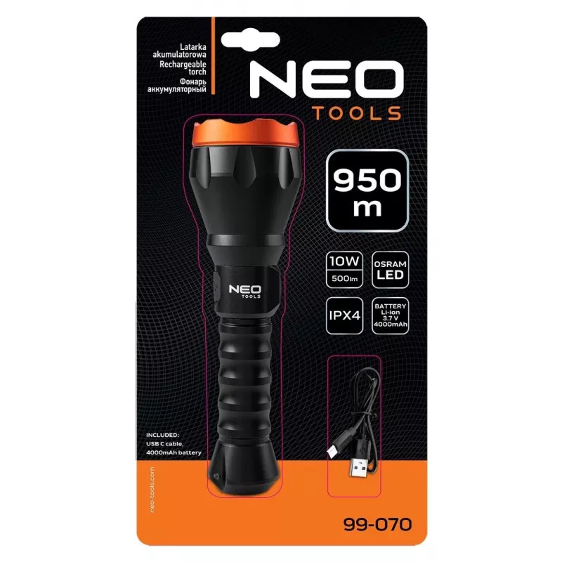 NEO TOOLS 99-070 XPE + COB LED žibintuvėlis ant galvos su judesio jutikliu, 120 lm, IPX4, 3x AAA