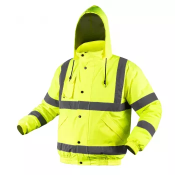 NEO TOOLS Šviesą atspindinti šviesiai izoliuota bomber darbo striukė, fluorescencinė geltona, dydis XXXL