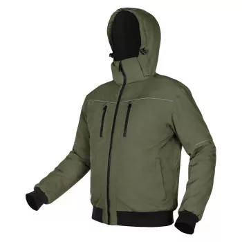 NEO TOOLS Izoliuota striukė su gobtuvu OUTDOOR, žalia, L dydis