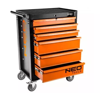 NEO Tools dirbtuvių spintelė su 6 stalčiais, 280 kg bendra apkrova, užrakinama, su rutuliniais kreiptuvais, apsauga nuo pasvirimo, 4 ratukais, plieninė
