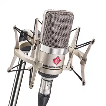 Neumann TLM 102 NI Studio Set - Didelės diafragmos kondensatorinis mikrofonas su amortizatoriumi, nikelio spalvos