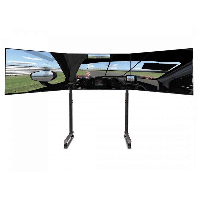 Next Level Racing Floor Stand Round Tube Freestanding Single Monitor Stand Up to 3x43 inch Height Adjustment Tilt Maximum Weight Capacity 50 kg Black