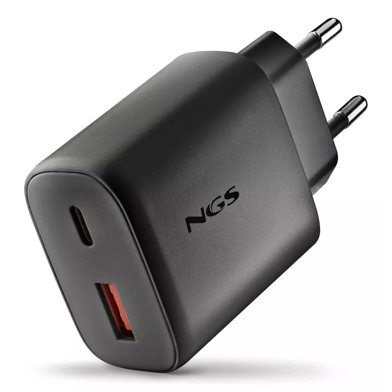 NGS ERA 45W USB-C + USB-A sieninis įkroviklis (juodas)