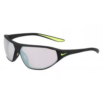 NIKE AEROSWIFTEDQ0 Unisex Sportiniai akiniai nuo saulės - Matinė juoda, pilkas atspalvis, 65 mm lęšiai