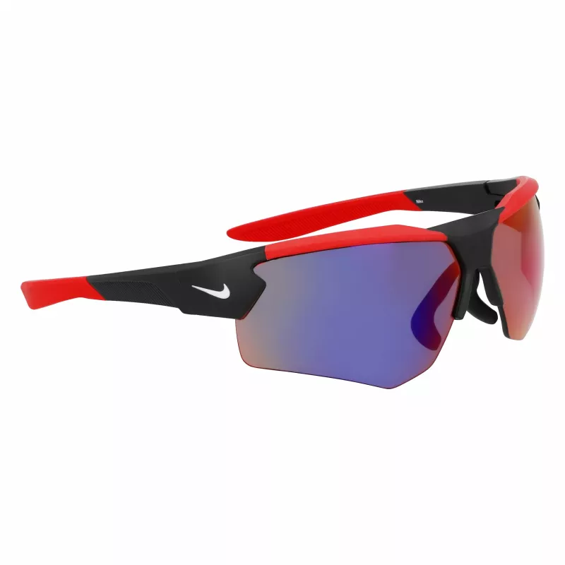 NIKE vyriški sportiniai stačiakampiai akiniai nuo saulės NKEV24037-12 - juodas rėmelis, pilki lęšiai, 71 mm lęšio plotis