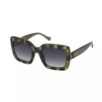 Nina Ricci SNR322 Moteriški akiniai nuo saulės - Poliarizuotas stačiakampis rėmelis - Blizganti juoda/pilka - 53/23/140 mm