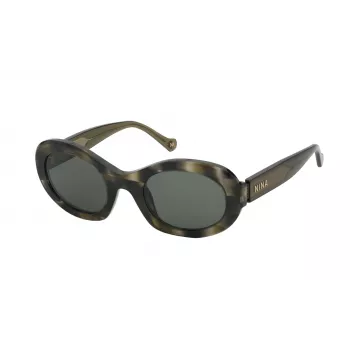 NINA RICCI Moteriški akiniai nuo saulės SNR321520P66 Havana Brown acetatinis rėmelis gradientiniai pilki lęšiai 52mm