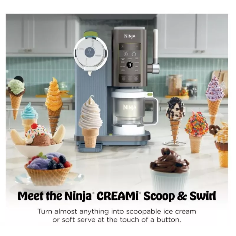 Ninja Creami Scoop & Swirl 13-in-1 ledų ir šaldyto gėrimo gamintojas 0.48L mėlynas EU NC702EU