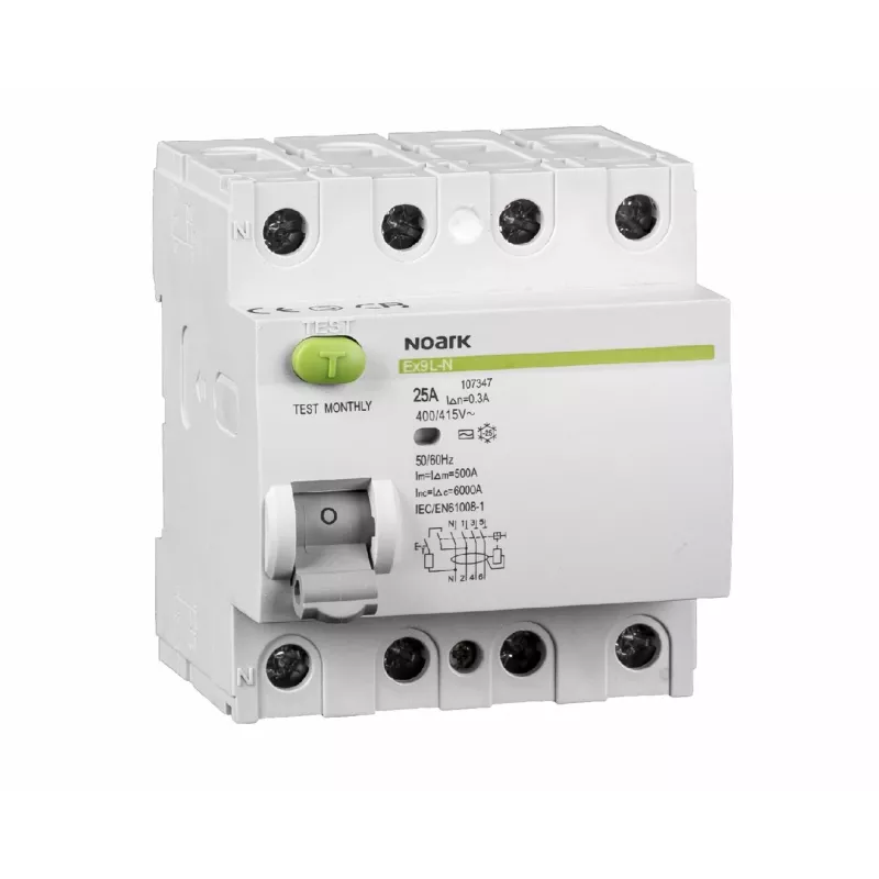 NOARK Ex9L-N RCCB 4-Pole 63A 100mA Type A 6kA