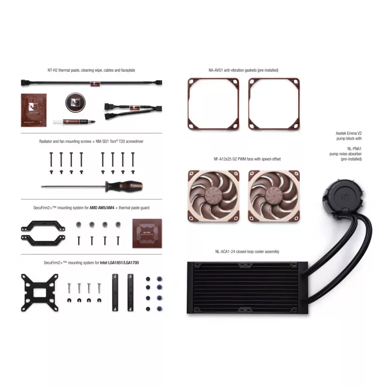 Noctua NL-LC1-24 Low-Profile CPU Air Cooler, skirtas AMD AM4 (Ryzen) - juoda/ruda