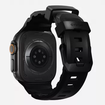 NOMAD Rocky Point Band, skirtas Apple Watch 46mm/49mm, su FKM ir titanu (anglies juoda, juoda apkaustai)