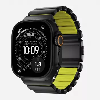 NOMAD Stratos Band - Titaninė apyrankė, skirta Apple Watch 49mm su FKM (Black Titanium, Volt FKM)