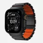 NOMAD Stratos Band - Titano apyrankė, skirta Apple Watch 49mm su FKM (Juodas titanas, Ultra oranžinis FKM)