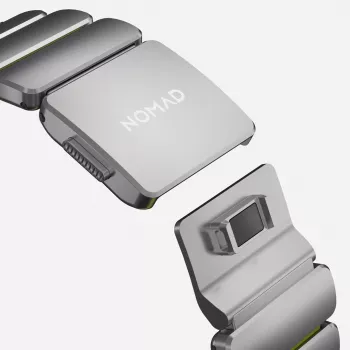 NOMAD Stratos Band - Titanio apyrankė, skirta Apple Watch 49mm su FKM (Natural Titanium, Volt FKM)