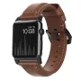 NOMAD Traditional Band - Horween Leather Strap for Apple Watch 46mm/49mm, Rustic Brown, Black Hardware