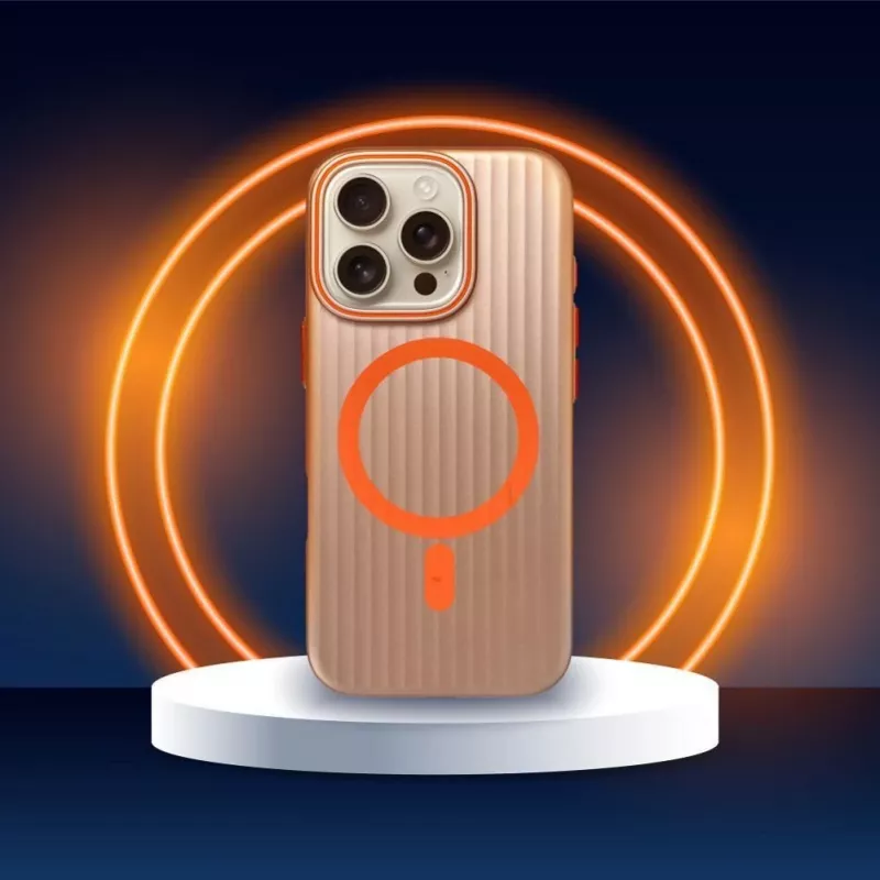 OEM dėklas, skirtas iPhone 15 Pro Max, paprastai suderinamas su MagSafe, titano dykumos spalvos