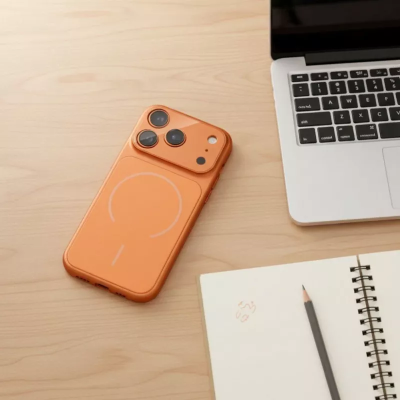 OEM dėklas, skirtas iPhone 17 AIR Make 17, suderinamas su MagSafe, oranžinis