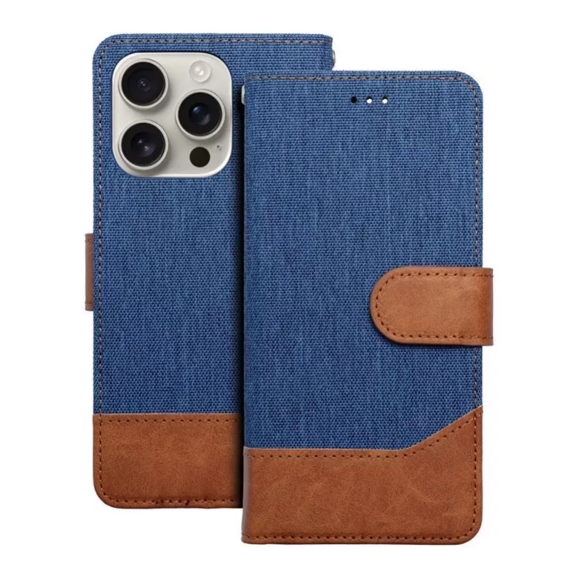 OEM Dėklas su atvartu, skirtas iPhone 16 Pro Max, Jeans Book Blue