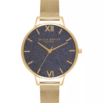 OLIVIA BURTON Wishing Star moteriškas laikrodis OB16GD75 - 34 mm rožinio aukso nerūdijančio plieno tinklelis