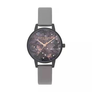 OLIVIA BURTON Moteriškas abstraktaus gėlių rašto laikrodis OB16AD50 - 30 mm rožinio aukso nerūdijantis plienas