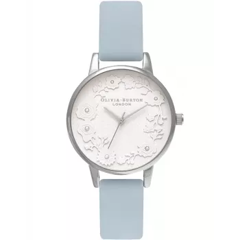 Olivia Burton Women's Abstract Floral Watch OB16AR03 30 mm Rose Gold Stainless Steel Grey Leather