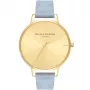 Olivia Burton Women's Big Dial Watch OB16BD111 - 38 mm Rose Gold Tone Stainless Steel Case, Grey Leather Strap